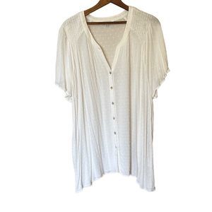 Rose + Olive Semi Sheer Flutter Sleeve top